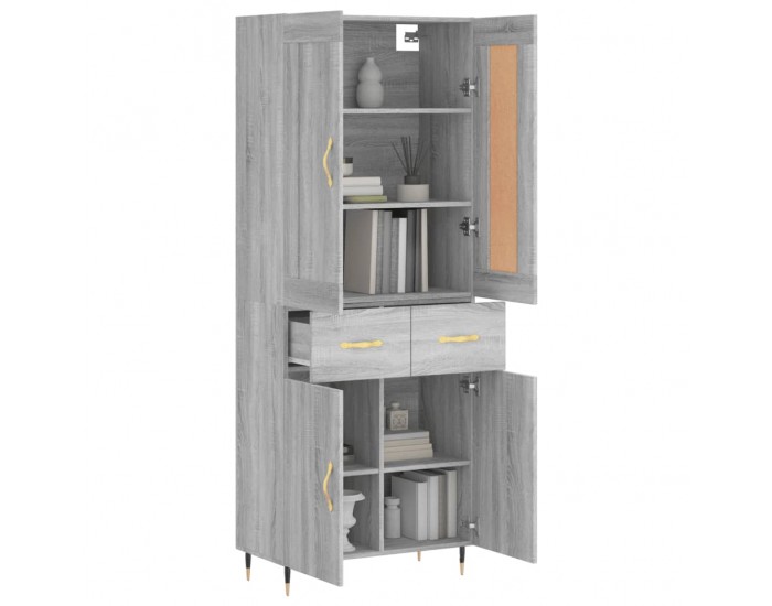 Sonata Dulap înalt, gri sonoma, 69,5x34x180 cm, lemn compozit