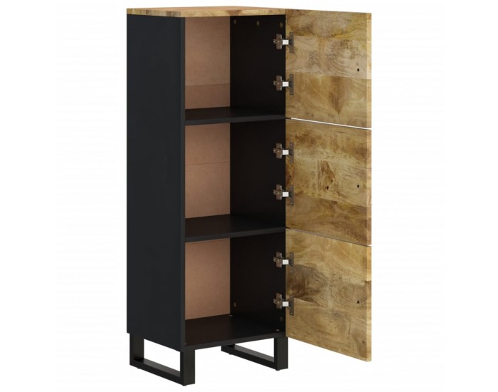 Sonata H Висок шкаф с 3 врати 40x33x110 см масивно дърво манго и желязо