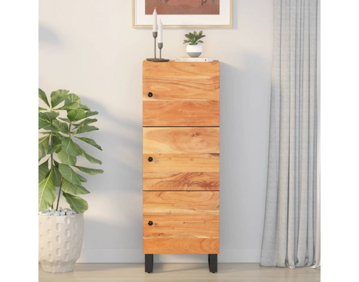 Sonata H Висок шкаф с 3 врати 40x33x110 см масивно дърво акация и желязо