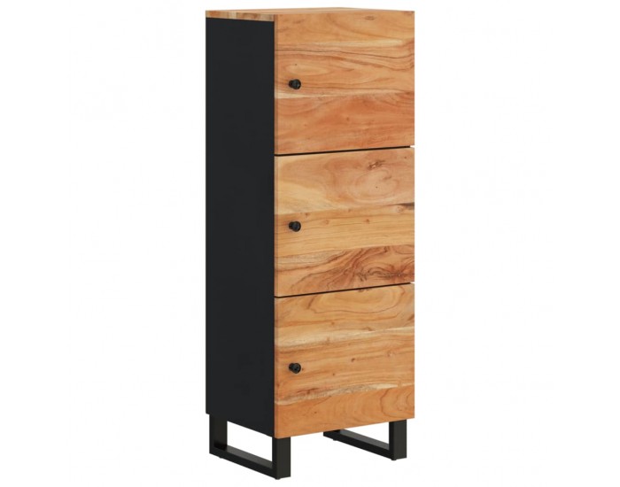 Sonata H Висок шкаф с 3 врати 40x33x110 см масивно дърво акация и желязо
