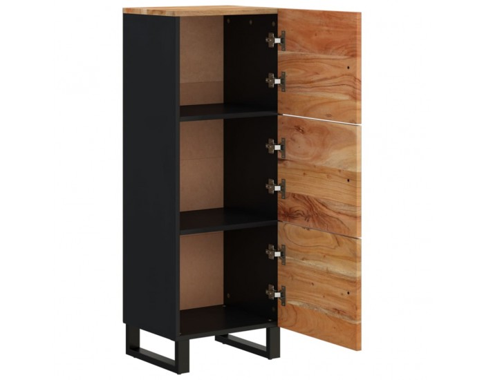 Sonata H Висок шкаф с 3 врати 40x33x110 см масивно дърво акация и желязо