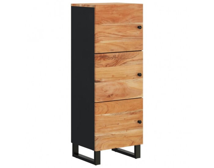 Sonata H Висок шкаф с 3 врати 40x33x110 см масивно дърво акация и желязо
