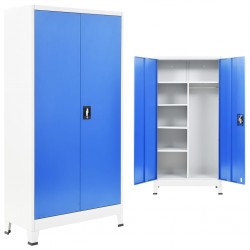 Sonata H Заключващ се шкаф с 2 врати, метал, 90x40x180 cм, сиво и синьо - Corpuri, vitrine, biblioteci modulare