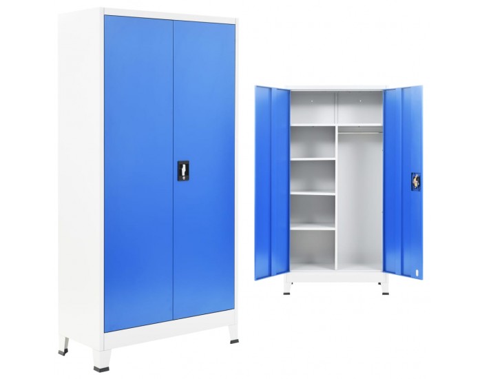 Sonata H Заключващ се шкаф с 2 врати, метал, 90x40x180 cм, сиво и синьо