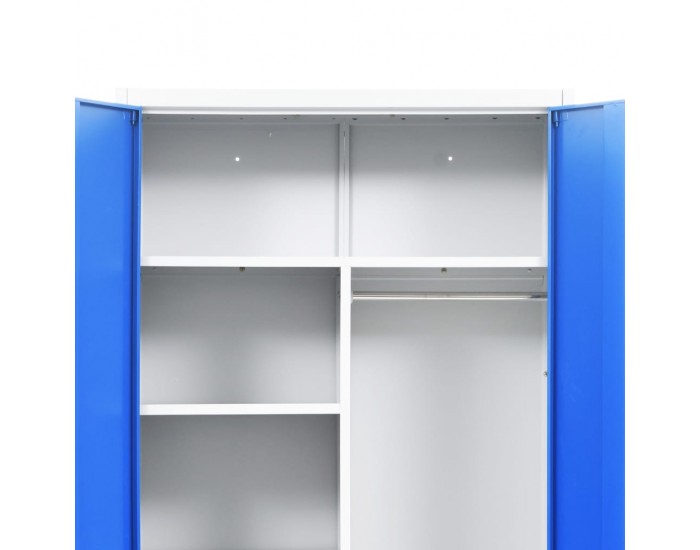 Sonata H Заключващ се шкаф с 2 врати, метал, 90x40x180 cм, сиво и синьо