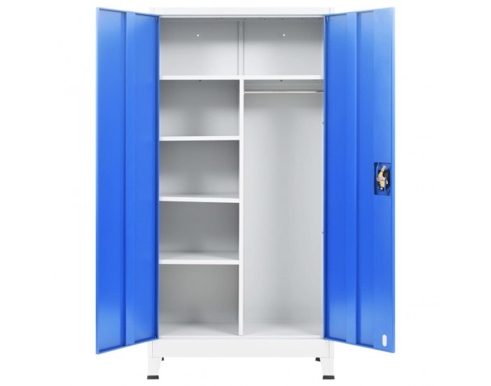 Sonata H Заключващ се шкаф с 2 врати, метал, 90x40x180 cм, сиво и синьо
