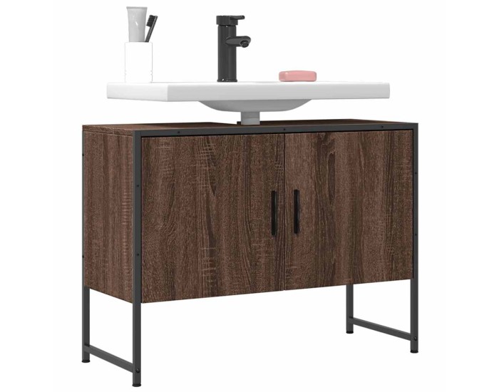 Sonata Dulap chiuveta de baie, stejar maro, 80x33x60 cm, lemn compozit