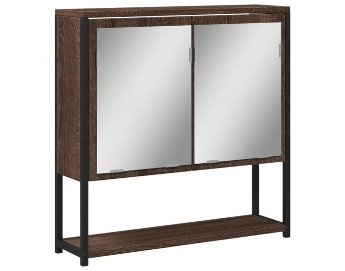Sonata H Огледален шкаф за баня кафяв дъб 60x16x60 см инженерно дърво