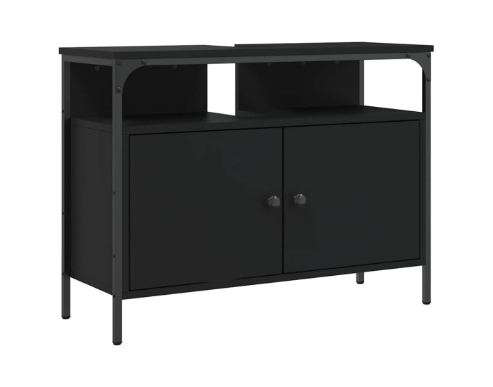 Sonata Dulap pentru chiuvetă baie, negru, 80x30x60 cm, lemn prelucrat