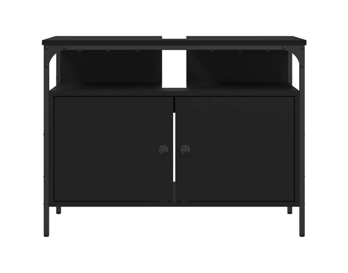 Sonata Dulap pentru chiuvetă baie, negru, 80x30x60 cm, lemn prelucrat