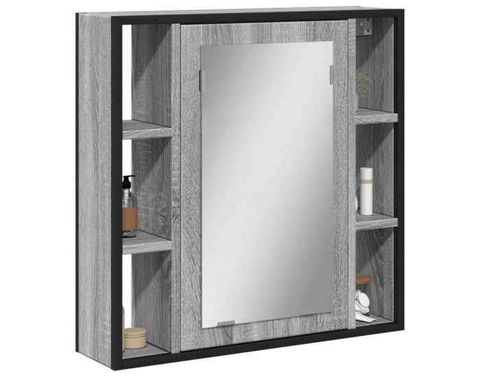 Sonata H Огледален шкаф за баня сив сонома 60x16x60 см инженерно дърво