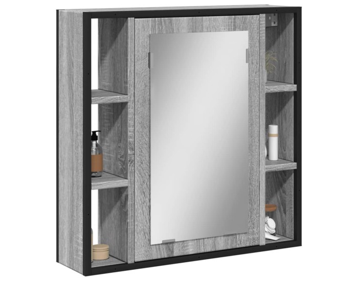 Sonata Dulap de baie cu oglindă gri sonoma 60x16x60 cm lemn compozit