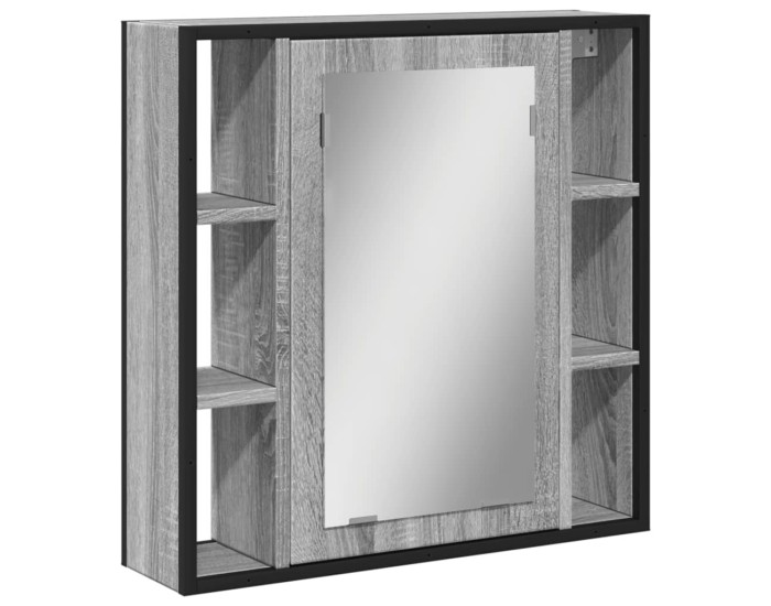 Sonata Dulap de baie cu oglindă gri sonoma 60x16x60 cm lemn compozit
