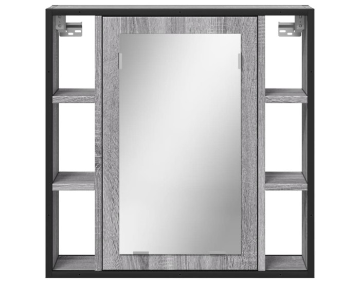 Sonata Dulap de baie cu oglindă gri sonoma 60x16x60 cm lemn compozit