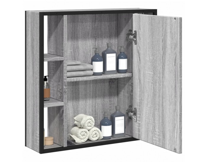 Sonata H Огледален шкаф за баня сив сонома 60x16x60 см инженерно дърво