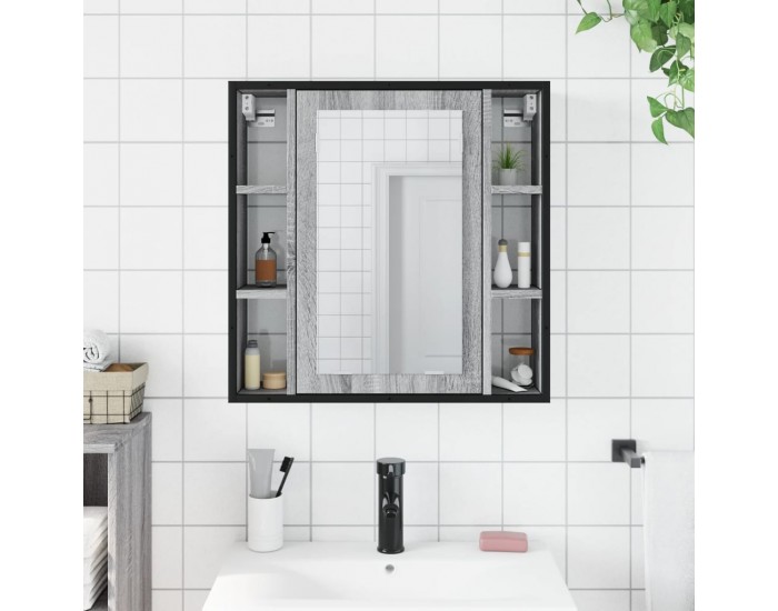 Sonata H Огледален шкаф за баня сив сонома 60x16x60 см инженерно дърво