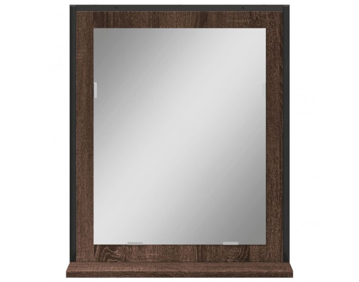 Sonata H Огледало за баня с рафт кафяв дъб 50x12x60 см инженерно дърво