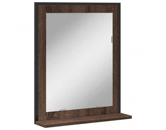 Sonata H Огледало за баня с рафт кафяв дъб 50x12x60 см инженерно дърво