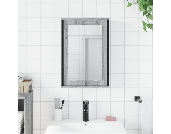 Sonata H Огледален шкаф за баня сив сонома 42x12x60 см инженерно дърво