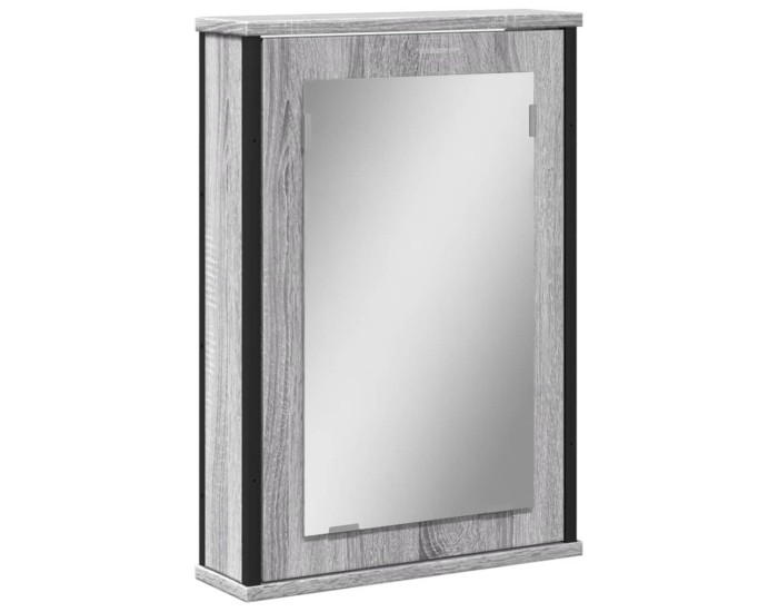 Sonata Dulap baie cu oglindă gri sonoma 42x12x60 cm lemn compozit