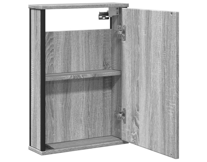 Sonata Dulap baie cu oglindă gri sonoma 42x12x60 cm lemn compozit