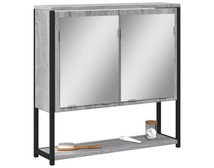 Sonata H Огледален шкаф за баня сив сонома 60x16x60 см инженерно дърво