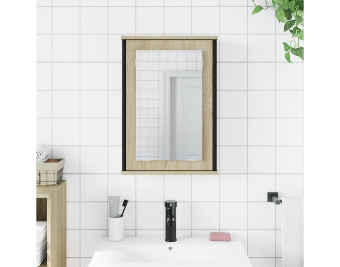 Sonata H Шкаф за баня с огледало дъб сонома 42x12x60 см инженерно дърво
