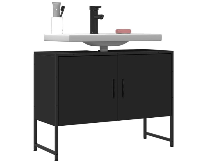 Sonata Dulap chiuveta de baie, negru, 80x33x60 cm, lemn compozit