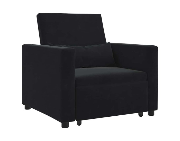 Sonata Canapea extensibilă single cu roți Negru Catifea