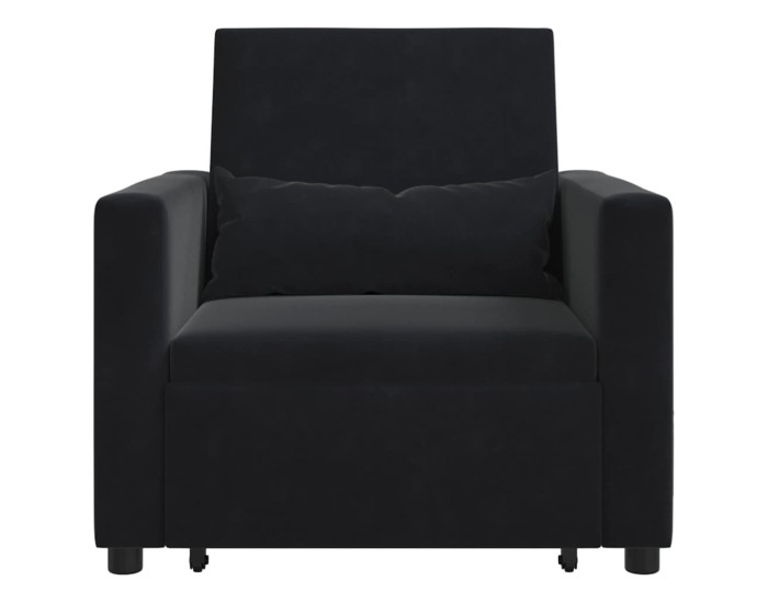 Sonata Canapea extensibilă single cu roți Negru Catifea