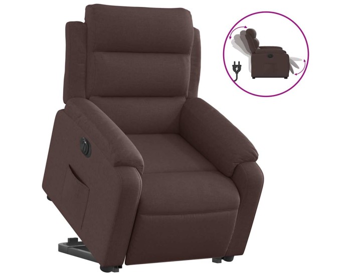 Sonata Fotoliu electric rabatabil cu ridicare, maro închis, textil