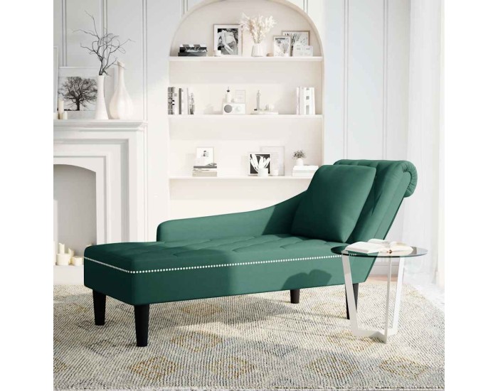 Sonata Șezlong cu pernă și cotieră dreapta, verde închis, catifea