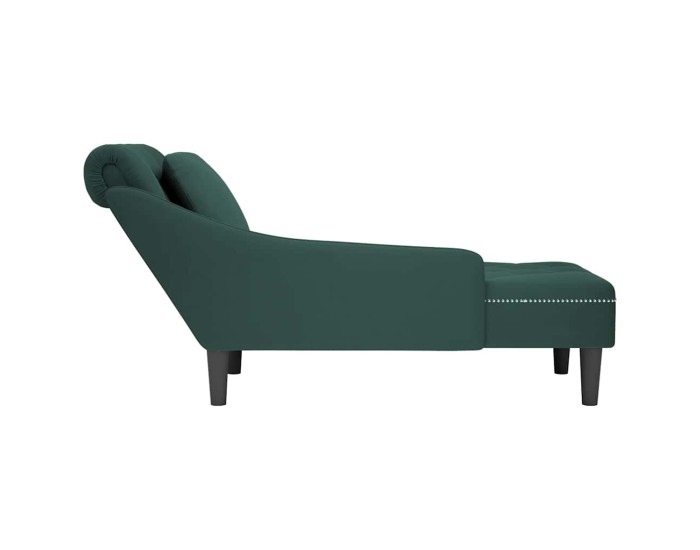 Sonata Șezlong cu pernă și cotieră dreapta, verde închis, catifea