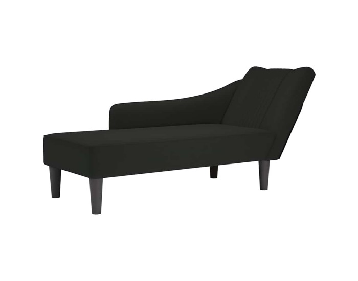Sonata Sezlong cu cotiera dreapta catifea neagra