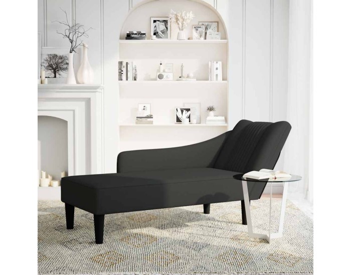 Sonata Sezlong cu cotiera dreapta catifea neagra