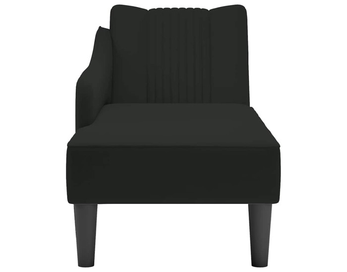 Sonata Sezlong cu cotiera dreapta catifea neagra