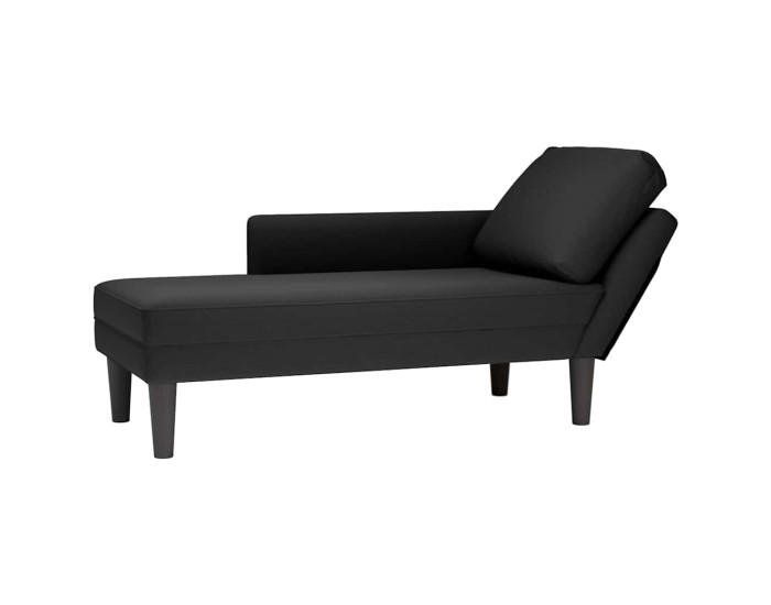 Sonata Șezlong cu pernă și cotieră dreaptă, negru, catifea