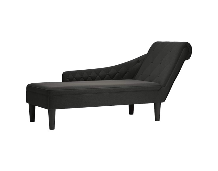 Sonata Șezlong cu pernă și cotieră dreaptă, negru, textil