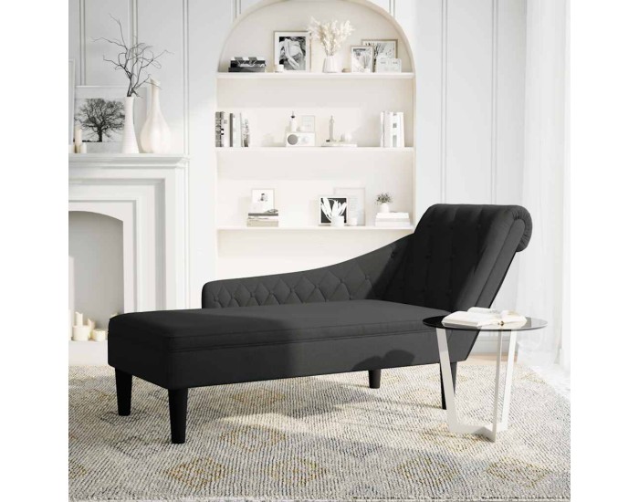 Sonata Șezlong cu pernă și cotieră dreaptă, negru, textil