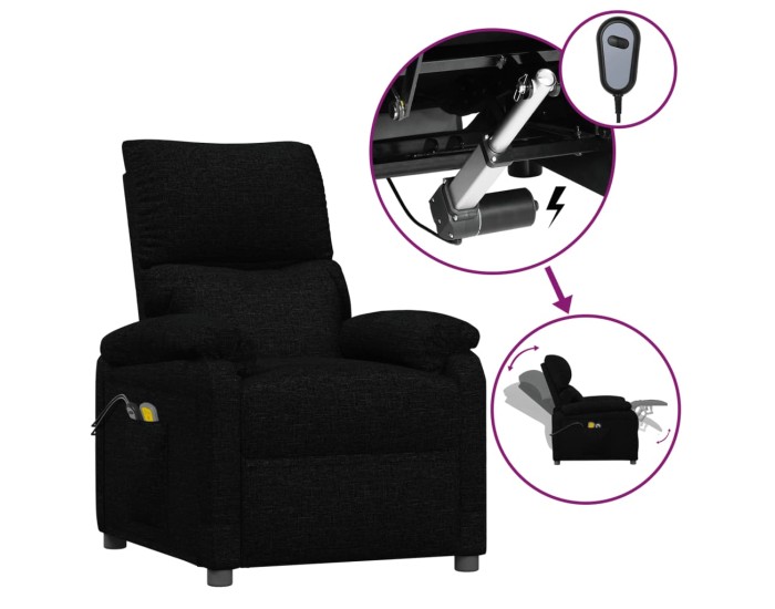 Sonata Fotoliu de masaj electric rabatabil, negru, textil
