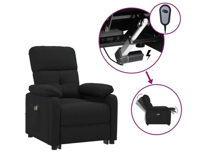 Sonata Fotoliu de masaj electric rabatabil, negru, textil