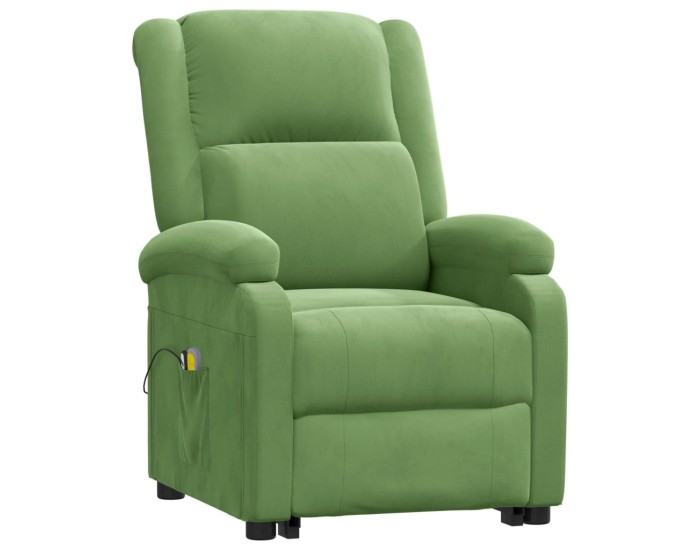 Sonata Fotoliu de masaj cu ridicare, verde deschis, catifea