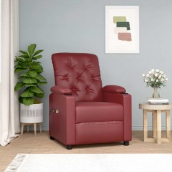 Sonata H Изправящ масажен стол виненочервен изкуствена кожа - Mobilier cu mecanism de relaxare
