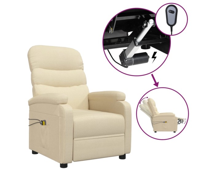 Sonata Fotoliu de masaj electric rabatabil, crem, textil