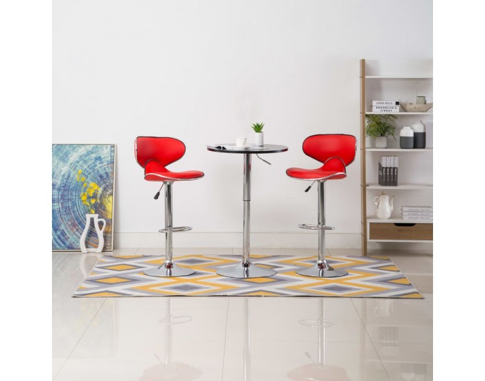 323645 Sonata H Bar Stools 2 pcs Red Faux Leather