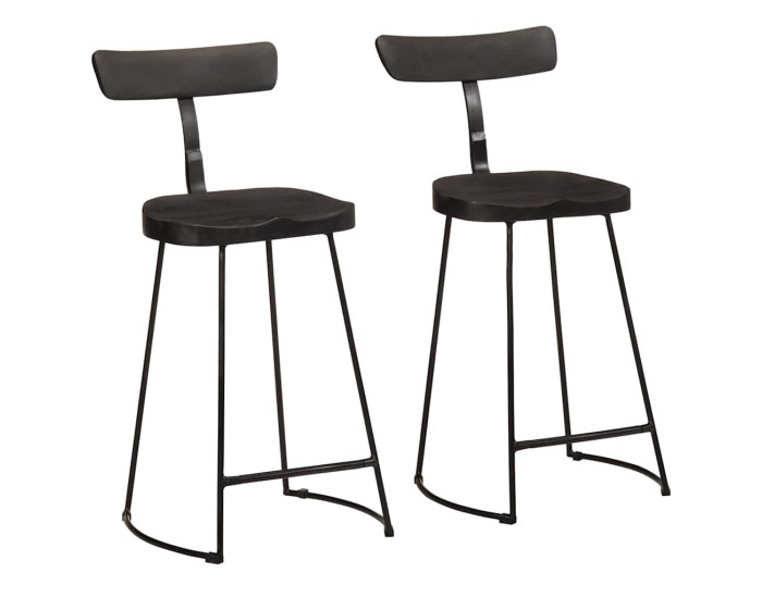 Sonata Scaune de bar 2 buc Negru 49x43x88 cm lemn masiv de mango