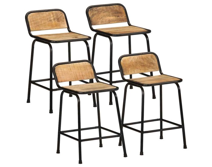 Sonata Scaune de bar 4 buc 46x35,5x70 cm lemn masiv Mango brut