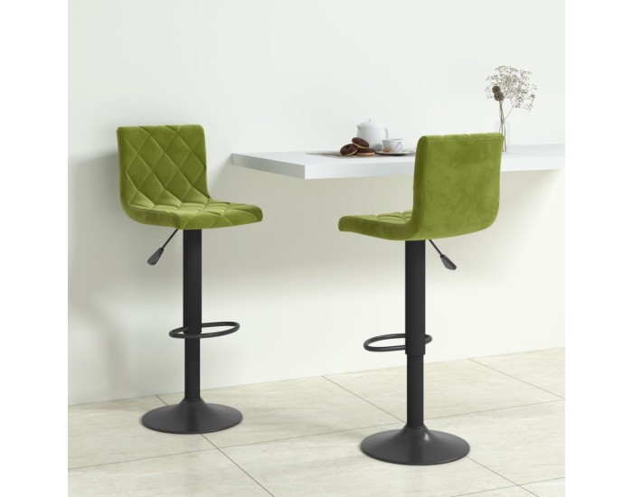Sonata Scaune de bar, 2 buc., verde deschis, catifea