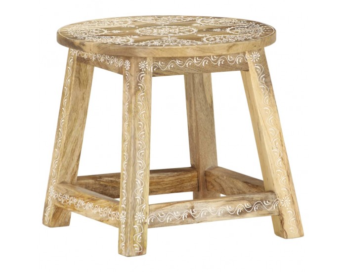 287445 Sonata H Hand-painted Stool 38x38x35 cm Solid Mango Wood
