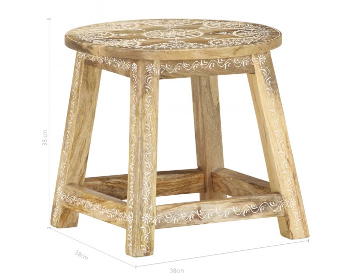287445 Sonata H Hand-painted Stool 38x38x35 cm Solid Mango Wood
